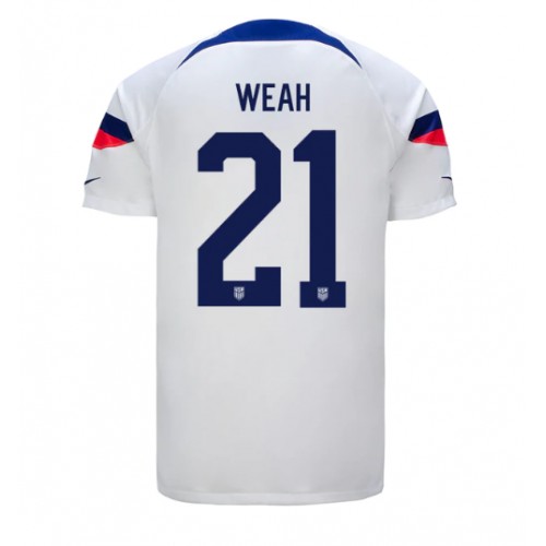 United States Timothy Weah #21 Replica Home Stadium Shirt World Cup 2022 Short Sleeve